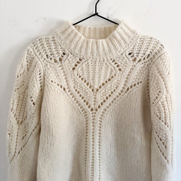 NEW Ba+Sh Ivory Talio Open Knit Sweater M - Picture 3 of 7